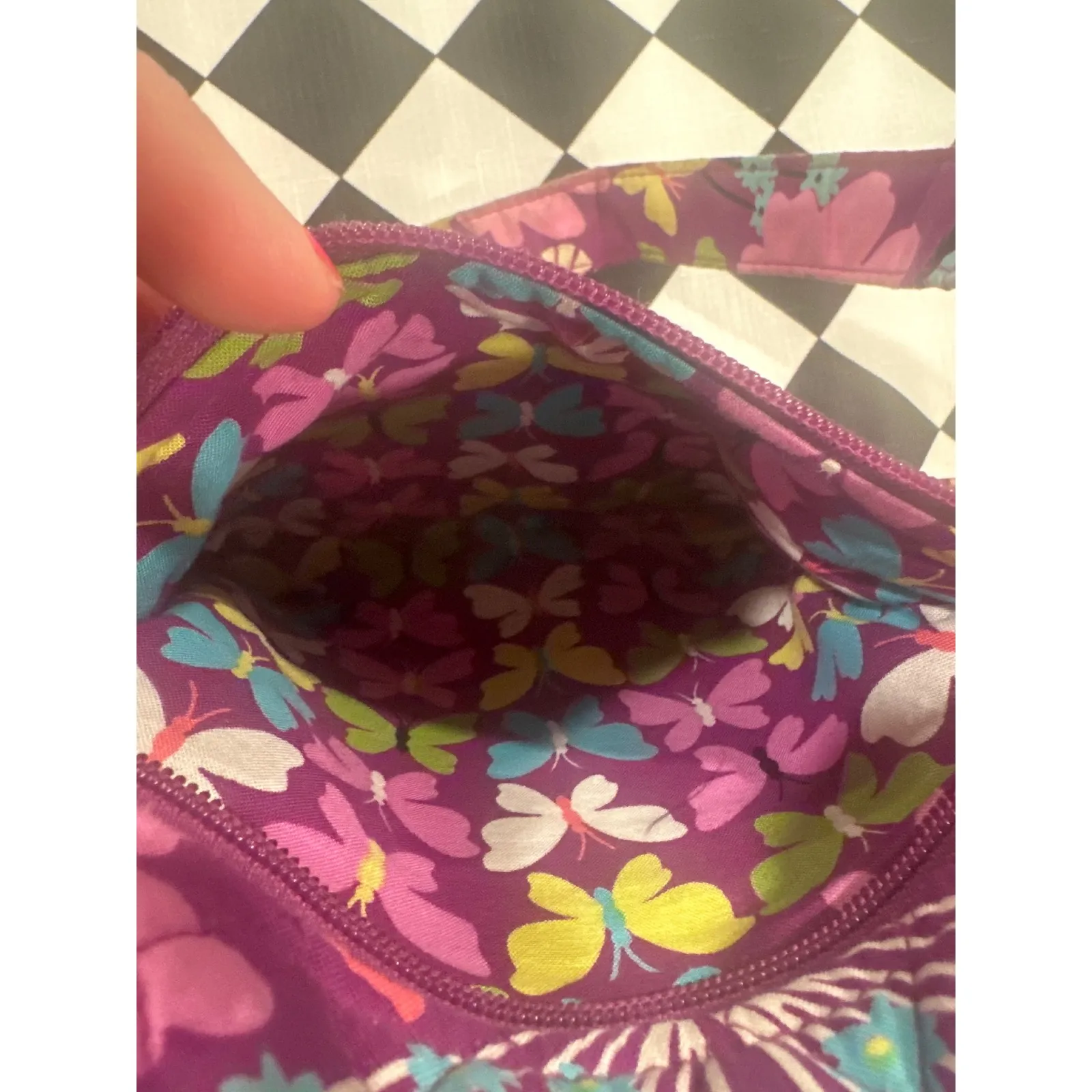 Vera Bradley Purple Floral Butterfly hipster Crossbody Shoulder Bag Purse - Image 8