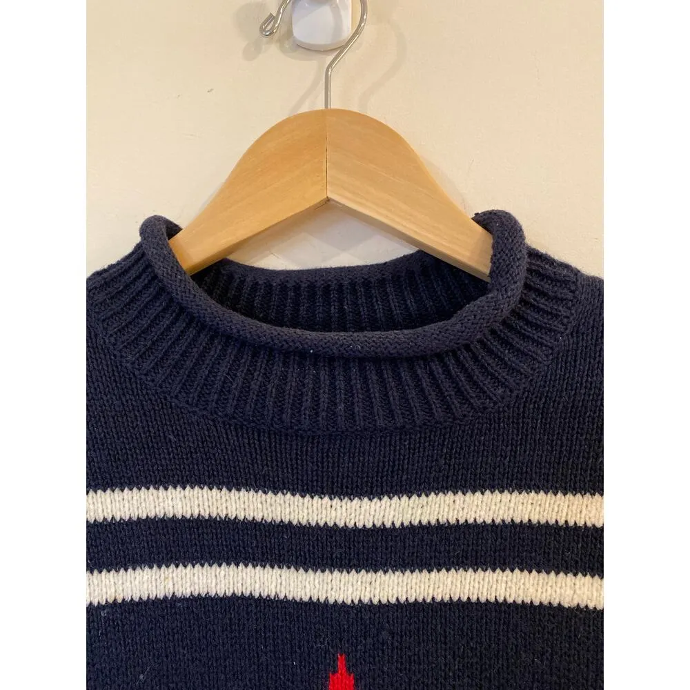 Norton Studio Sweater Women's M Star Stripe Knit Navy White Red Ramie Cotton Blue Size M - Image 5