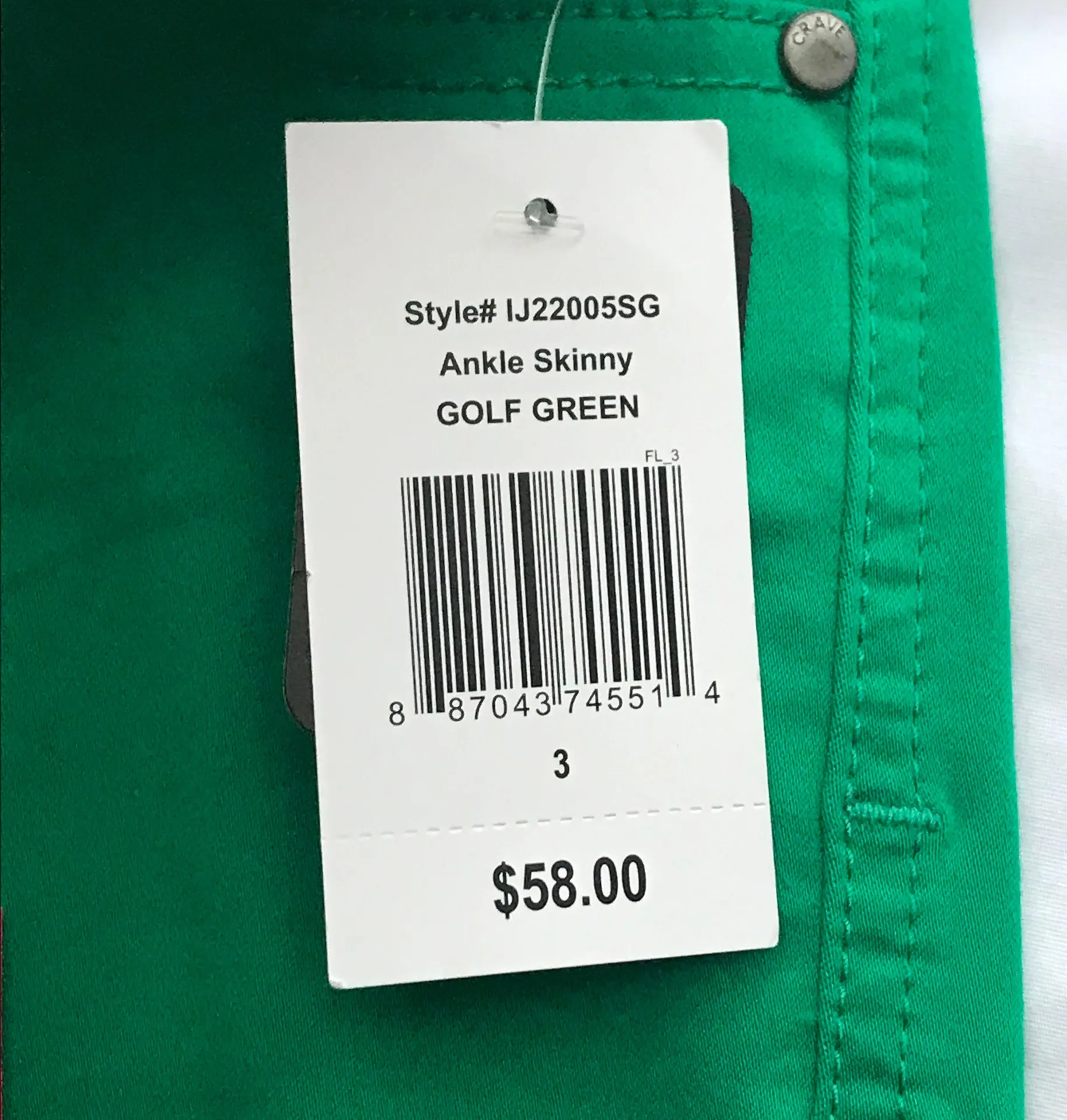 NWT 3 Crave Golf Green Ankle Skinny Jeans Women’s Size 25 - Image 5