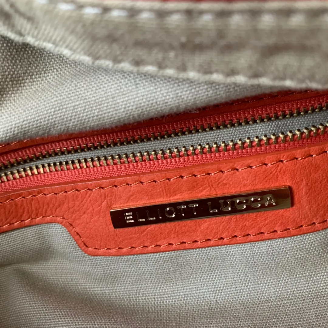 Orange Leather Satchel Handbag - Image 7