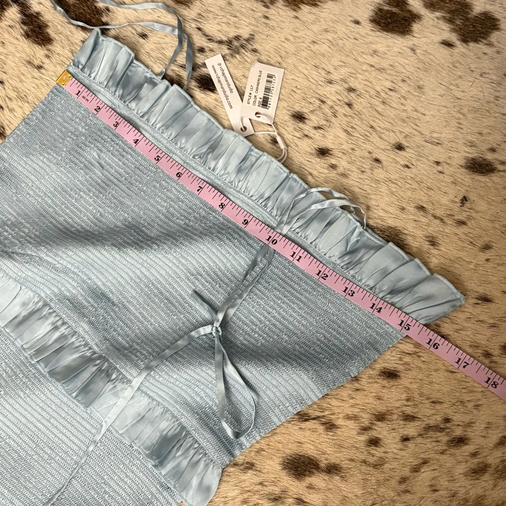 V CHAPMAN Lily Midi Dress in Cashmere Blue‎ Smocked Size 8 NWT Blue - Image 5