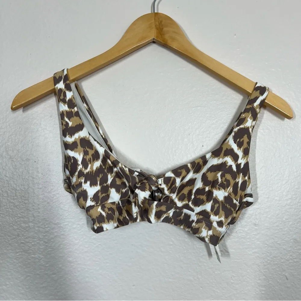 Aerie Leopard Print Tie Front Keyhole Bikini Top - Image 12
