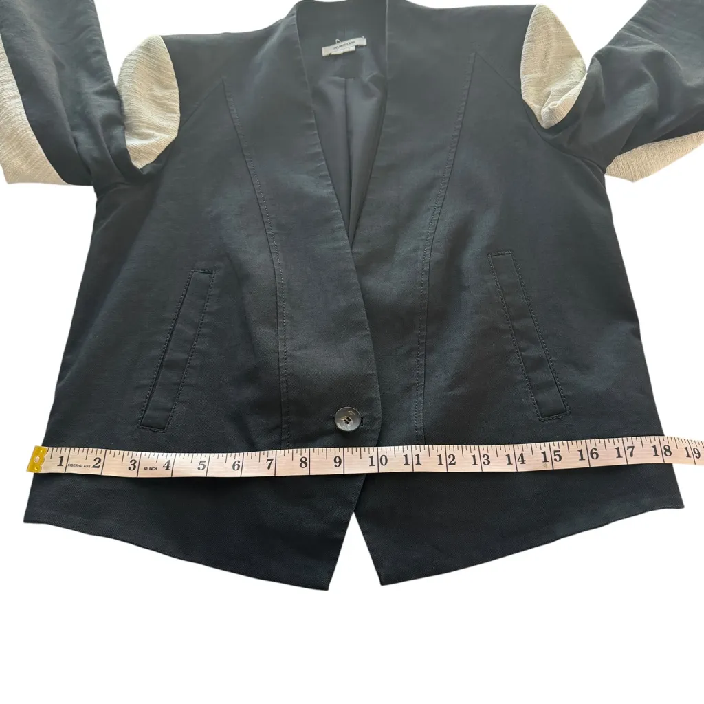Helmut Lang Black & White Semi Cropped Structured Blazer Linen Blend 4 Designer - Image 15