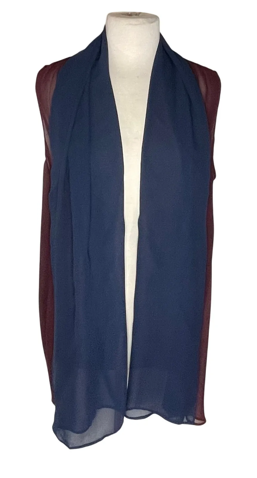 NWT WINTER SILKS Women’s Colorblocked Sleeveless Silk Shrug Blue Size L - Image 1