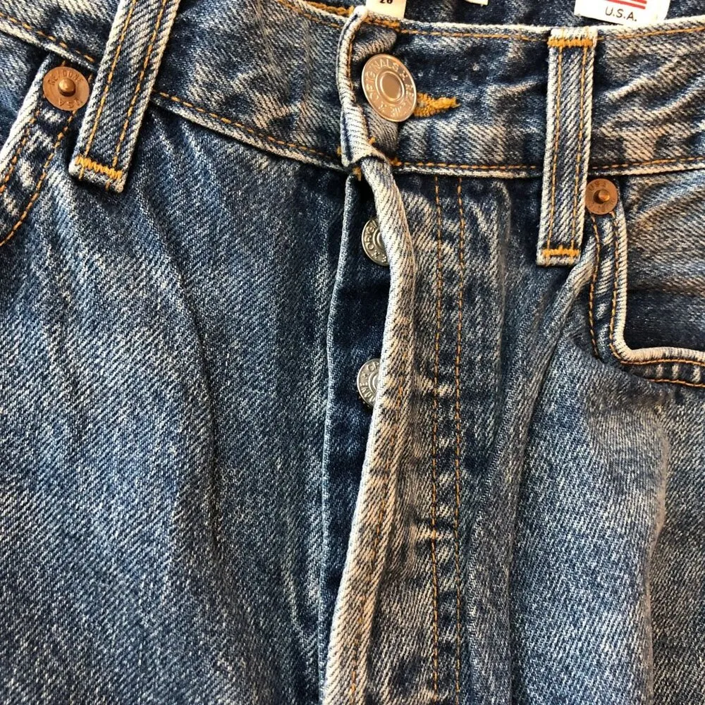 Re/Done Womens Jeans High Rise Stove Pipe Medium Vain Wash Button Fly 27 - Image 5