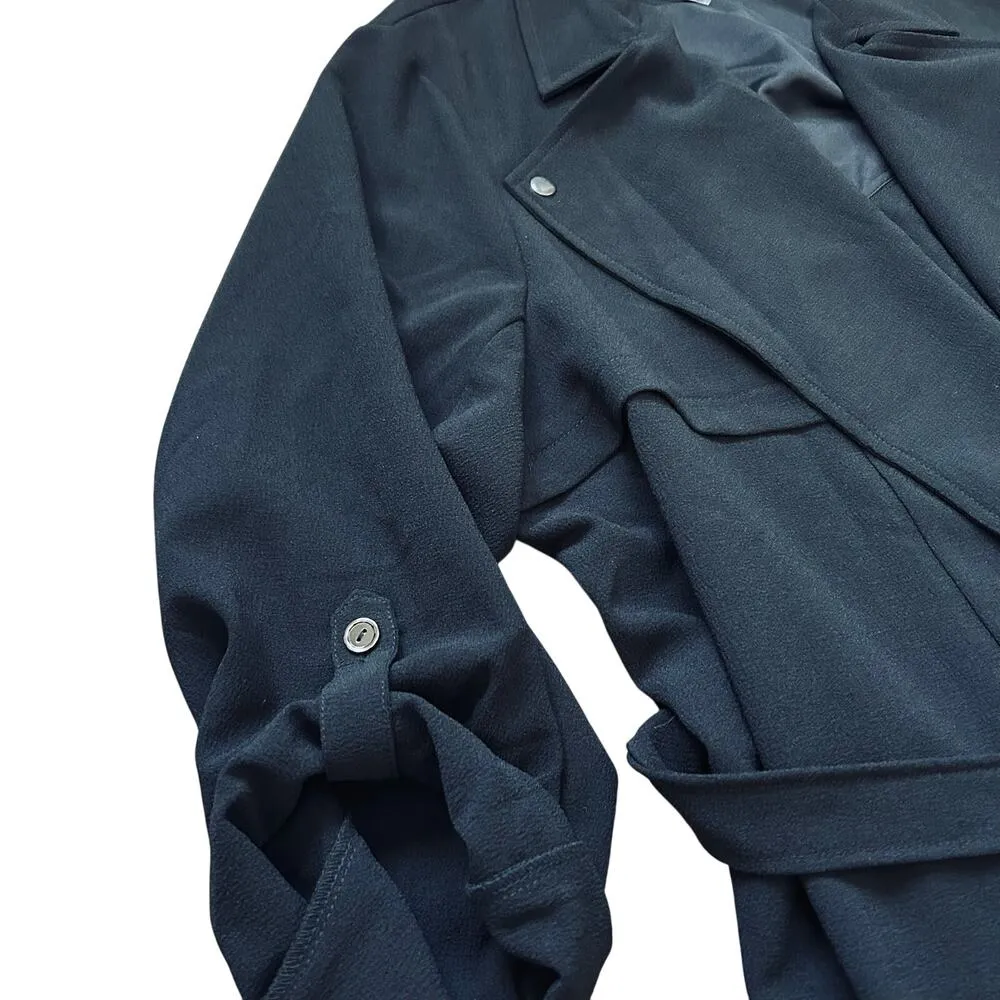 Torrid Black Trench Coat Jacket Draped Open Tie Front Roll Tab Sleeve 5 NWT - Image 7