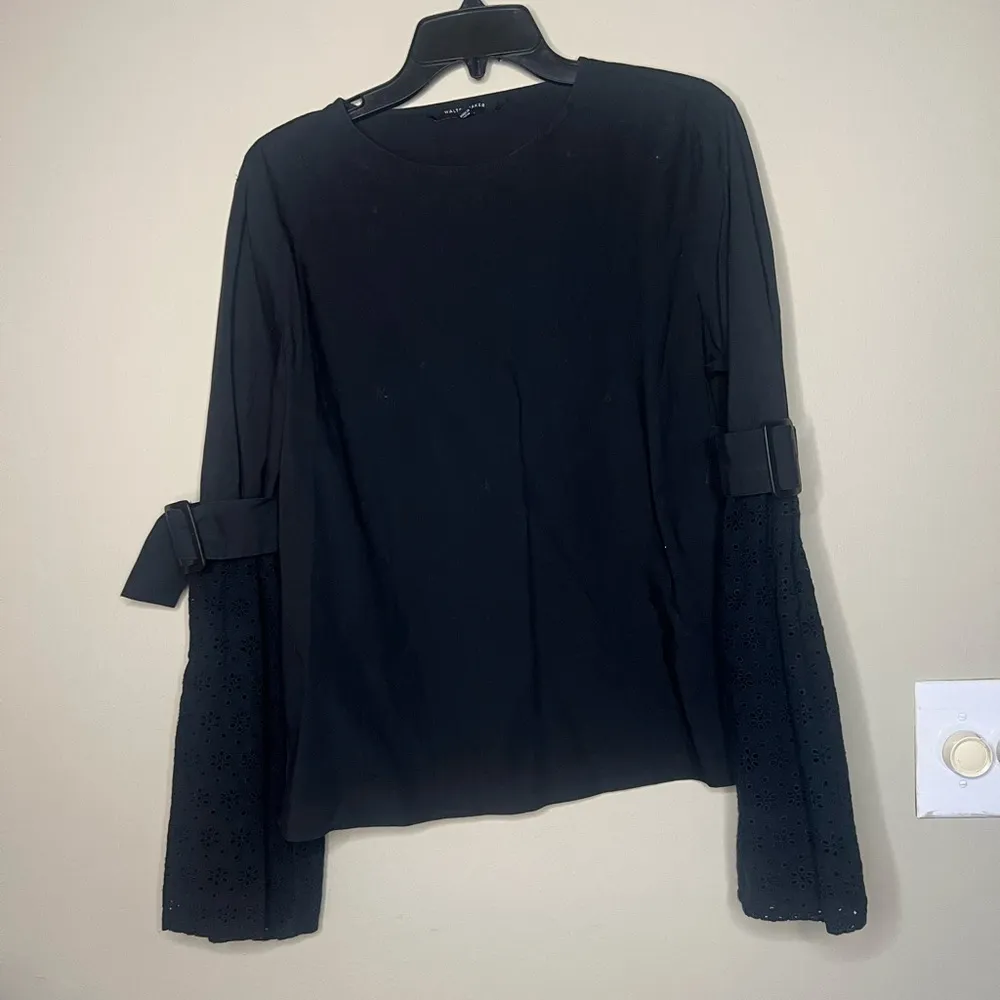 Walter Baker Kenneth Black Eyelet Bell Buckle Sleeve 100% Cotton Medium - Image 3