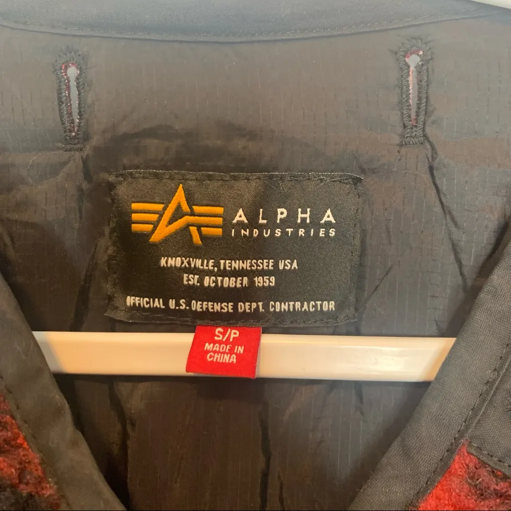 Alpha Industries Sherpa Utility Liner Jacket Red Black Plaid Check - Image 4