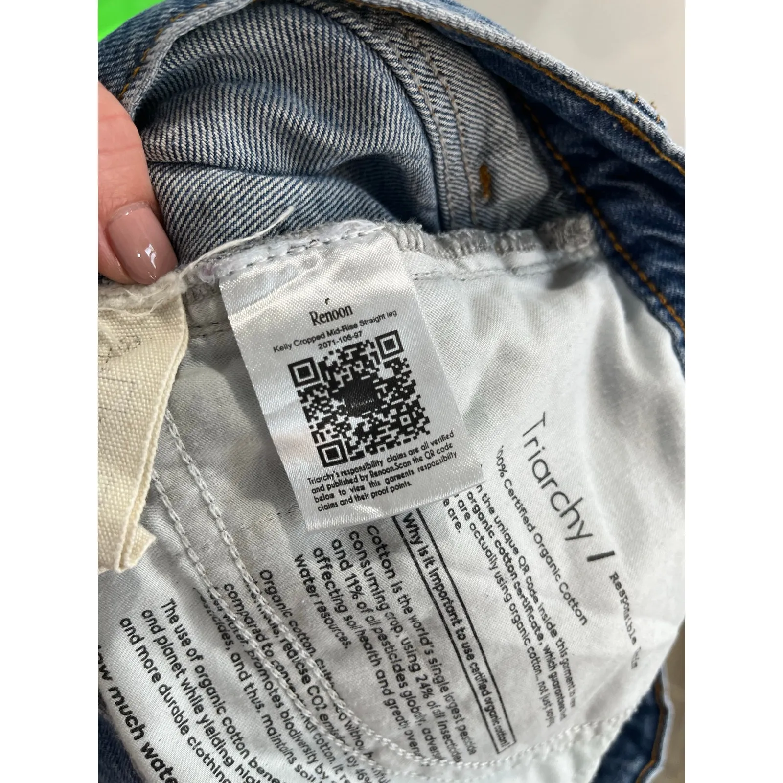 Triarchy Kelly Organic Cotton Cropped Straight Leg Mid Rise Jeans Size 28 - Image 9