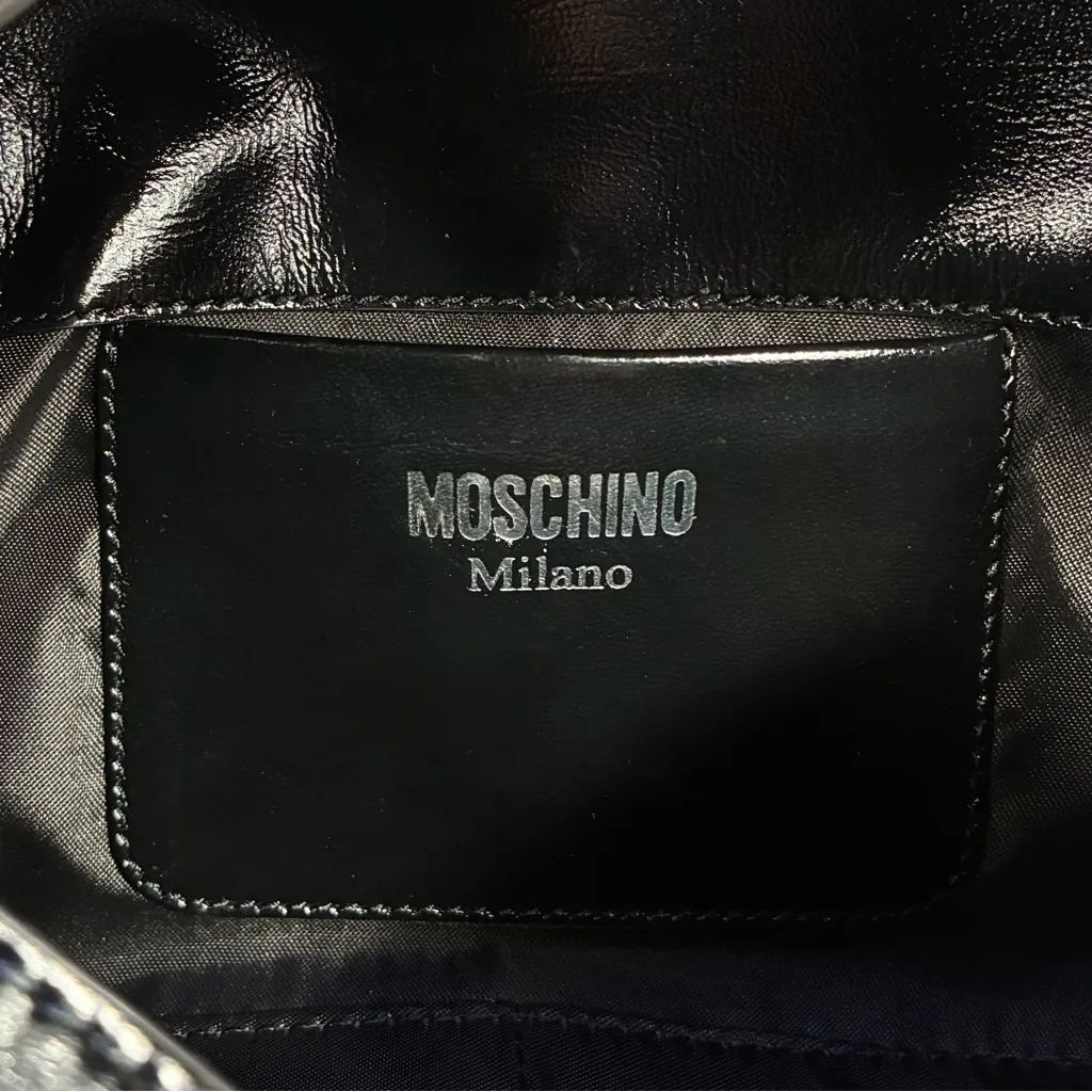 Moschino Couture Metal Logo Crossbody Shoulder Bag Black NWT Eyelets - Image 14