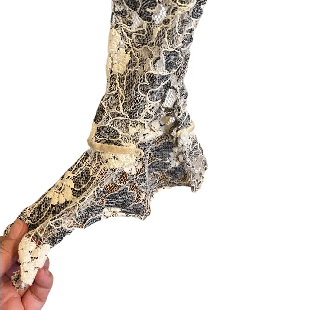 TULAROSA Skylar Floral Lace Black Cream Boho Revolve Bell sleeve party Dress - Image 5