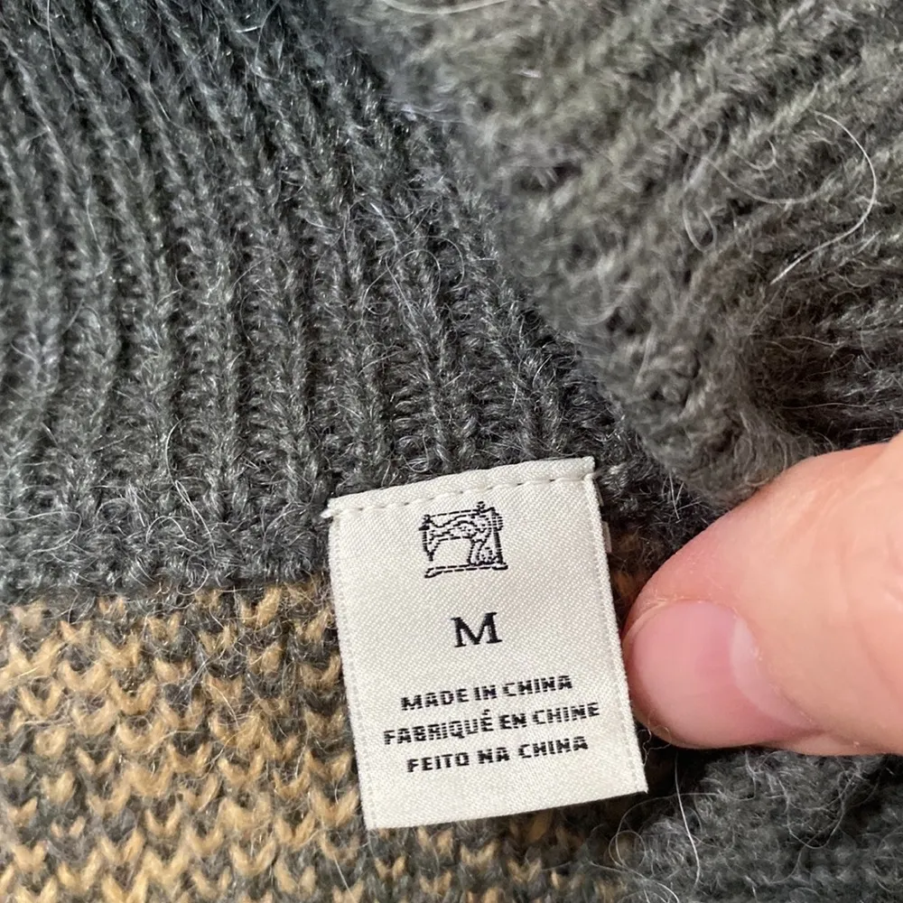 Scotch & Soda Cropped V-Neck Alpaca Blend Sweater In Wood Grain grey camel sz M - Image 15