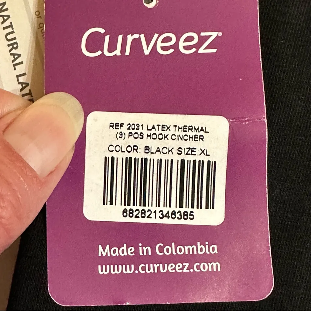 Curveez Black Latex Waist Cincher Shaper XL Slimming Goth Vamp Witchy - Image 9