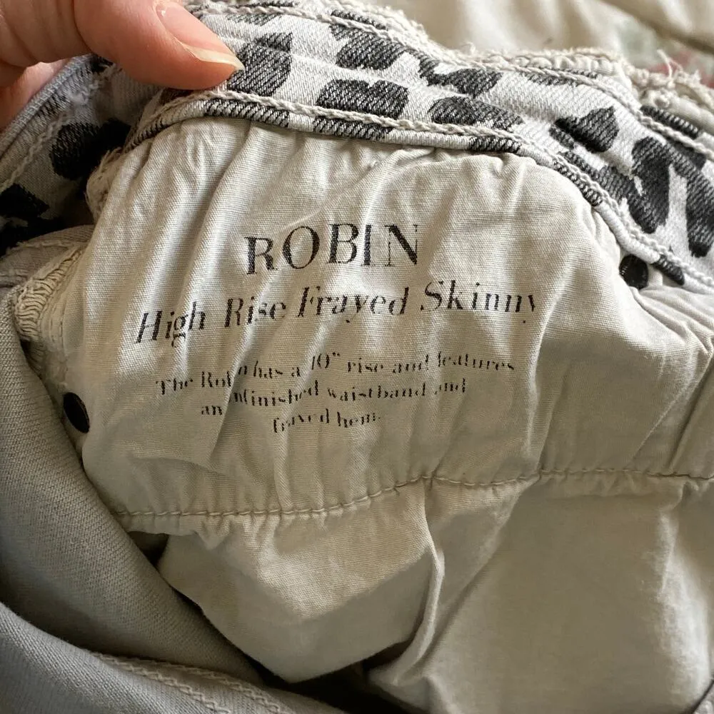 BLACK ORCHID Robin High Rise Frayed Skinny Jeans Size 30 Cheetah Print Gray - Image 7