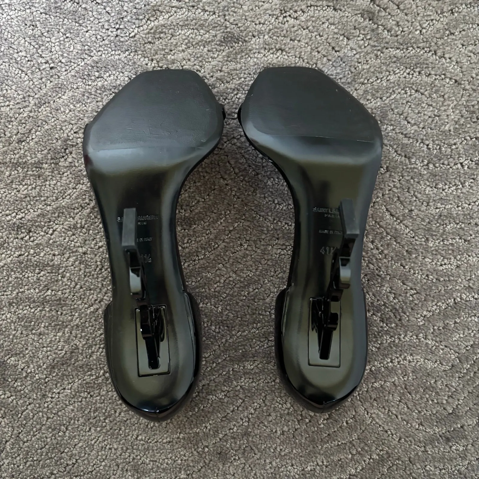 Saint Laurent Opyum YSL High Heel Patent Leather Sandal Pumps Black Size EU 40.5 - Image 8