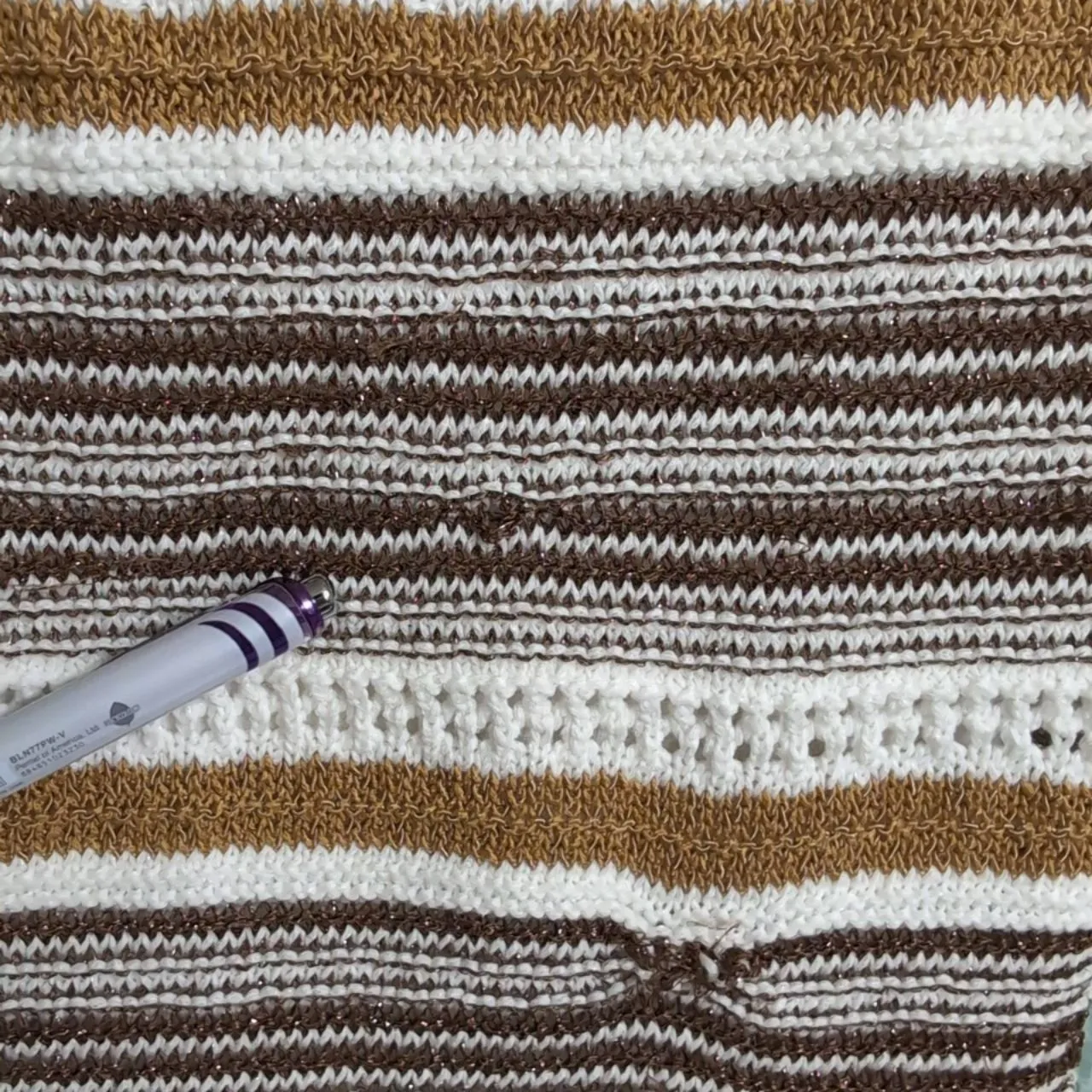 House of Harlow Striped Brown Beige Knit Sleeveless V - Image 7