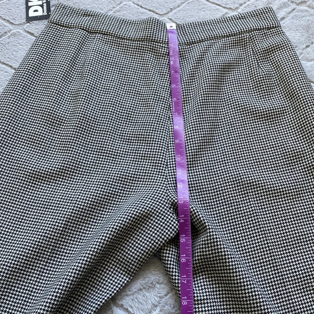 VTG Deadstock DKNY 100% Wool Wide Leg Houndstooth Cuffed Dress Pants - Image 9