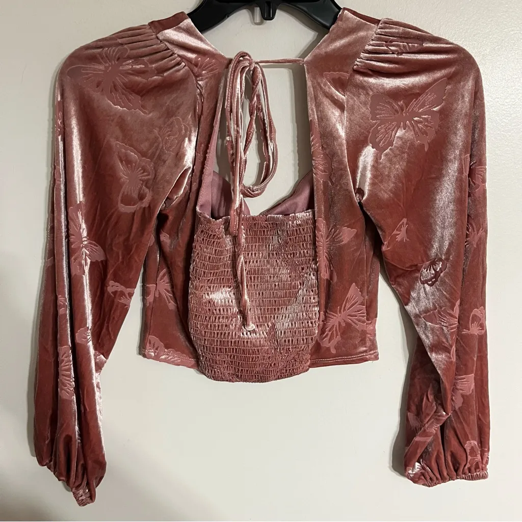 Women’s‎ Altar’d State Fairycore 90s Velvet Long Sleeve Crop Top Womens Size XS - Image 9