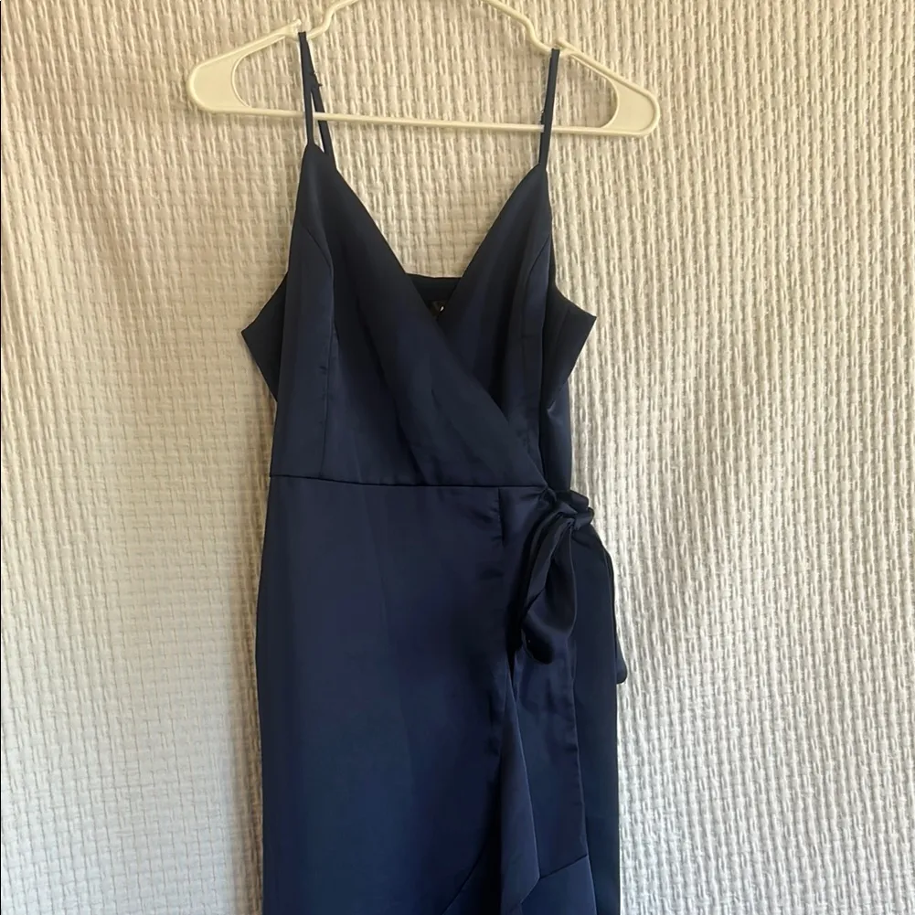 Aqua Midnight Blue Asymmetrical Dress - Image 3