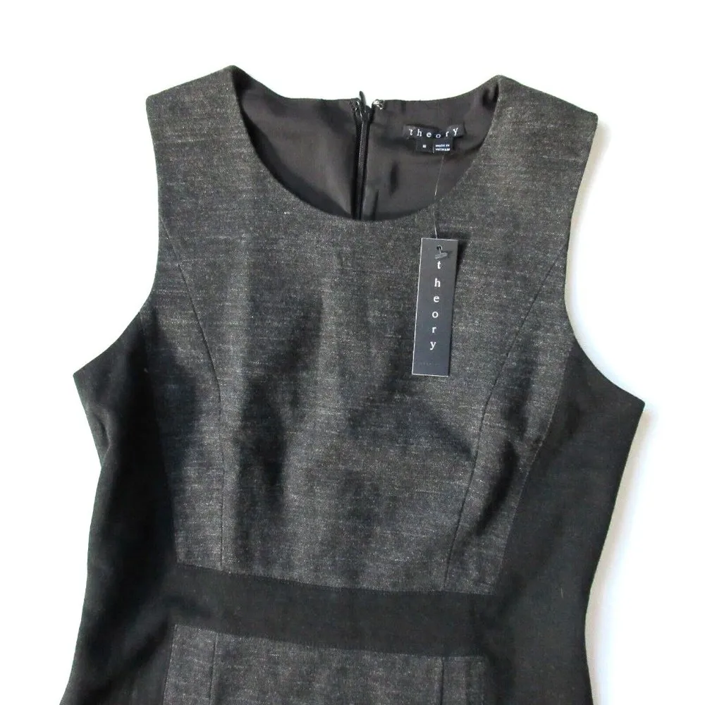 NWT Theory Taline Persuade in Charcoal Colorblock Mini Sheath Dress 6 $220 - Image 3