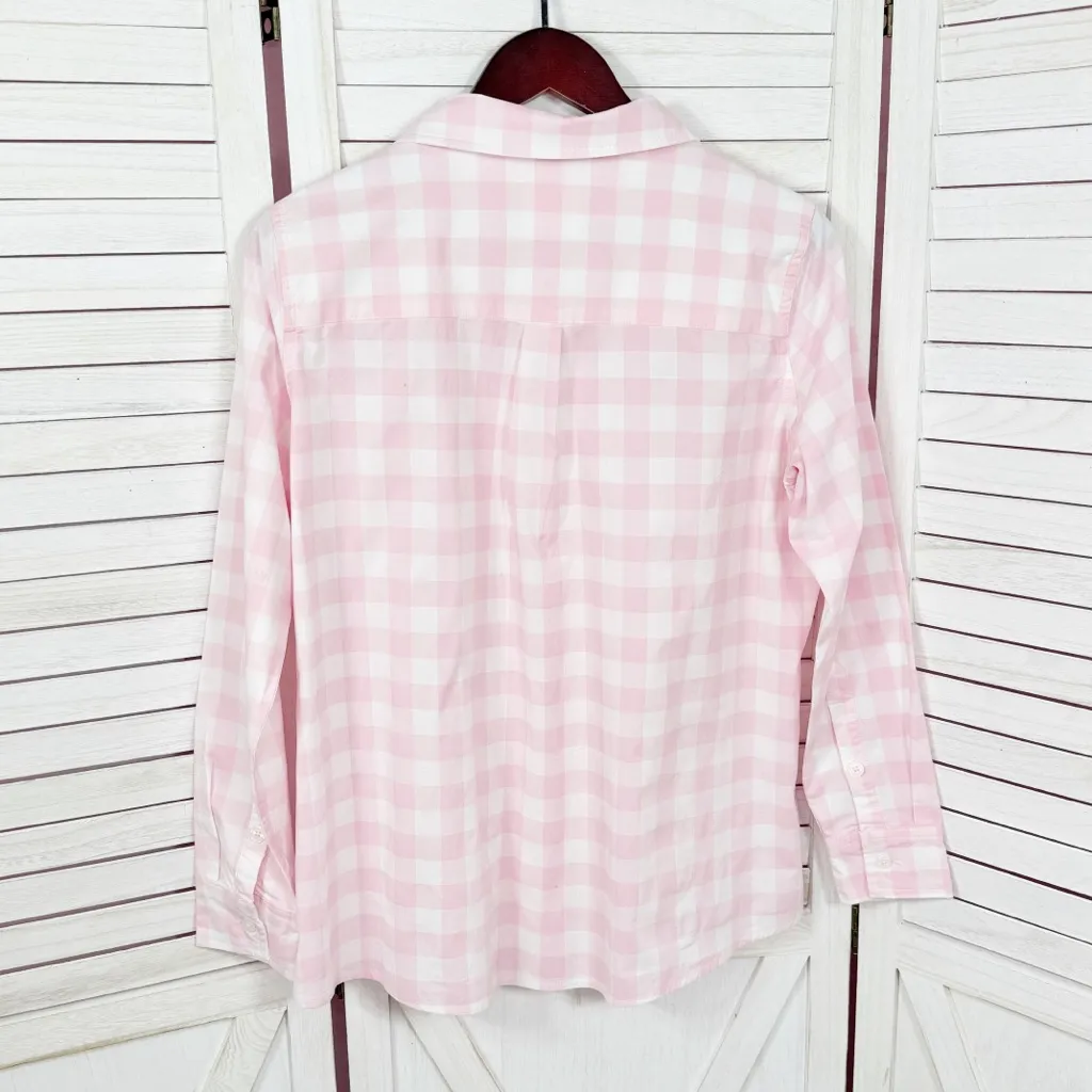 MarleyLilly Gingham Check Button Up Shirt Pink White Size Small - Image 8
