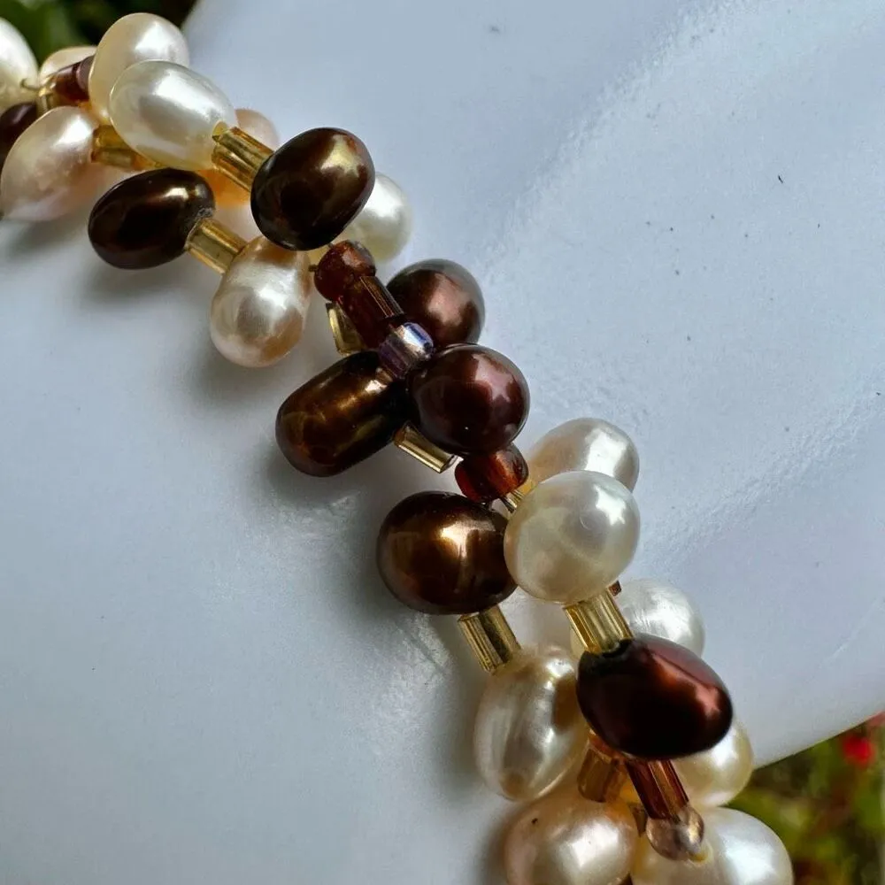 fresh water pearl tri color cluster bracelet - Image 3