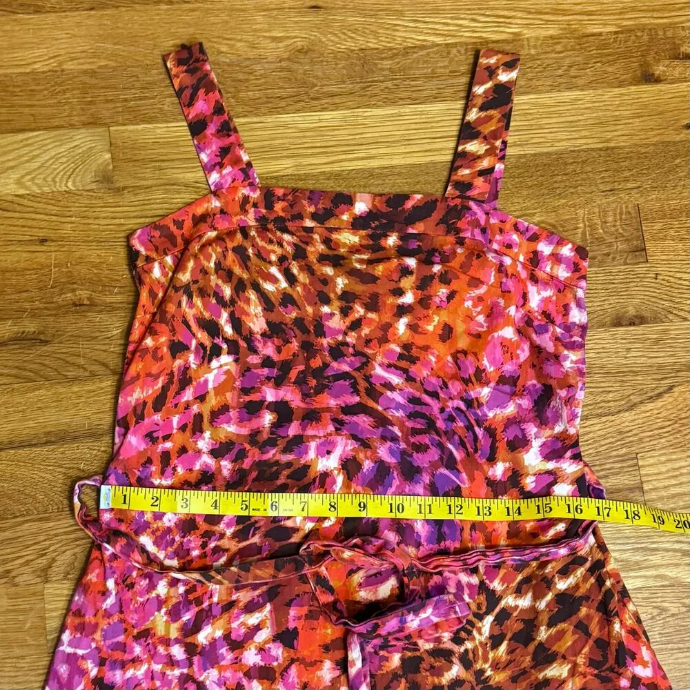 Natori Women’s Small Pink Ombré Animal Print Cheetah Midi Dress Square Neck Cute - Image 3