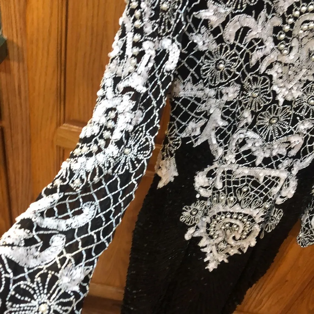 Vintage pearl/beaded formal cocktail dress, size large or 10/12 women’s Black - Image 3