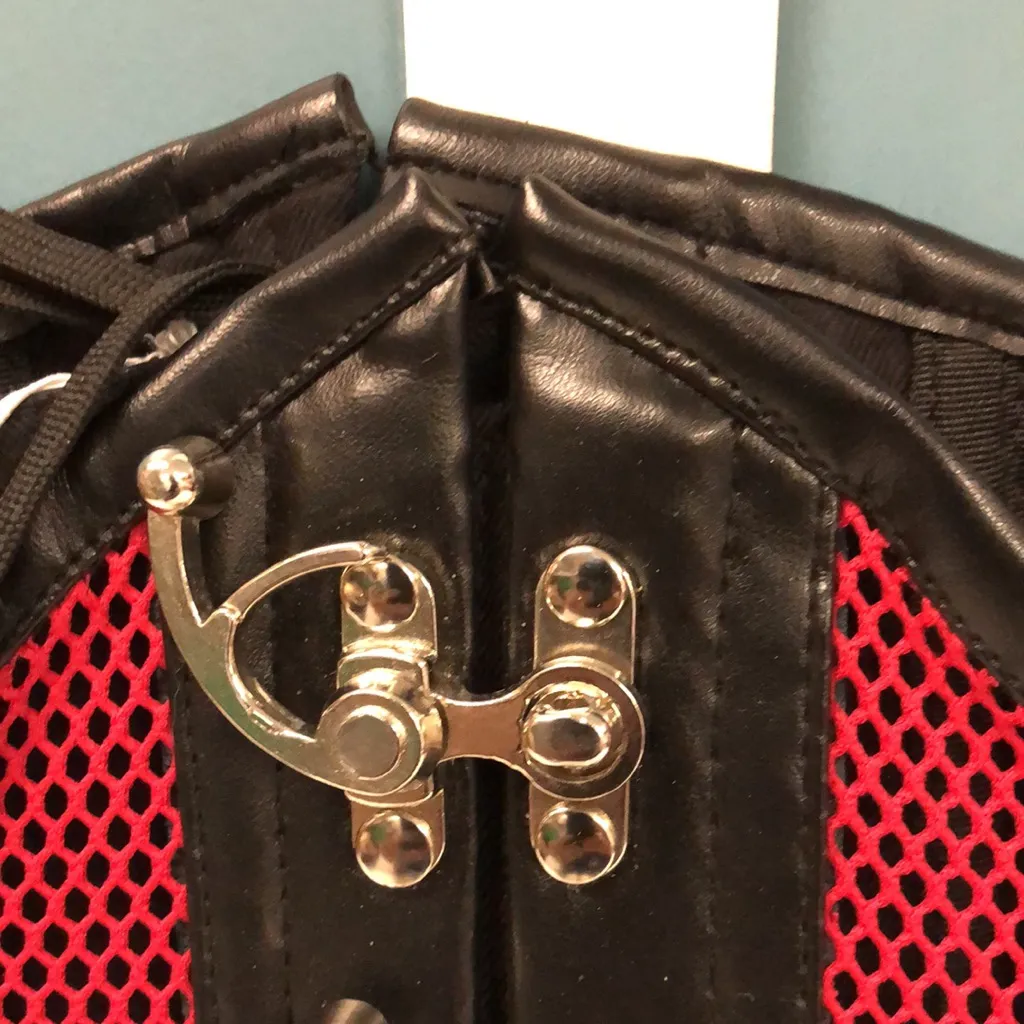 Top Drawer Red black Fishnet Steel Boned Under Bust lacing Corset size M costume Size M - Image 3