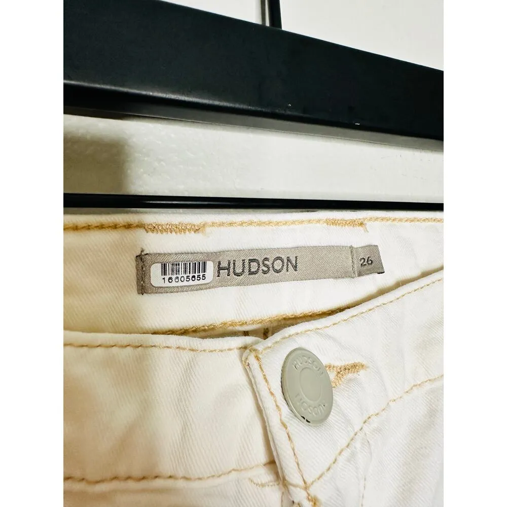 HUDSON White High-Rise Welt Pocket Cargo Wide Leg Jeans Size 26 - Image 10