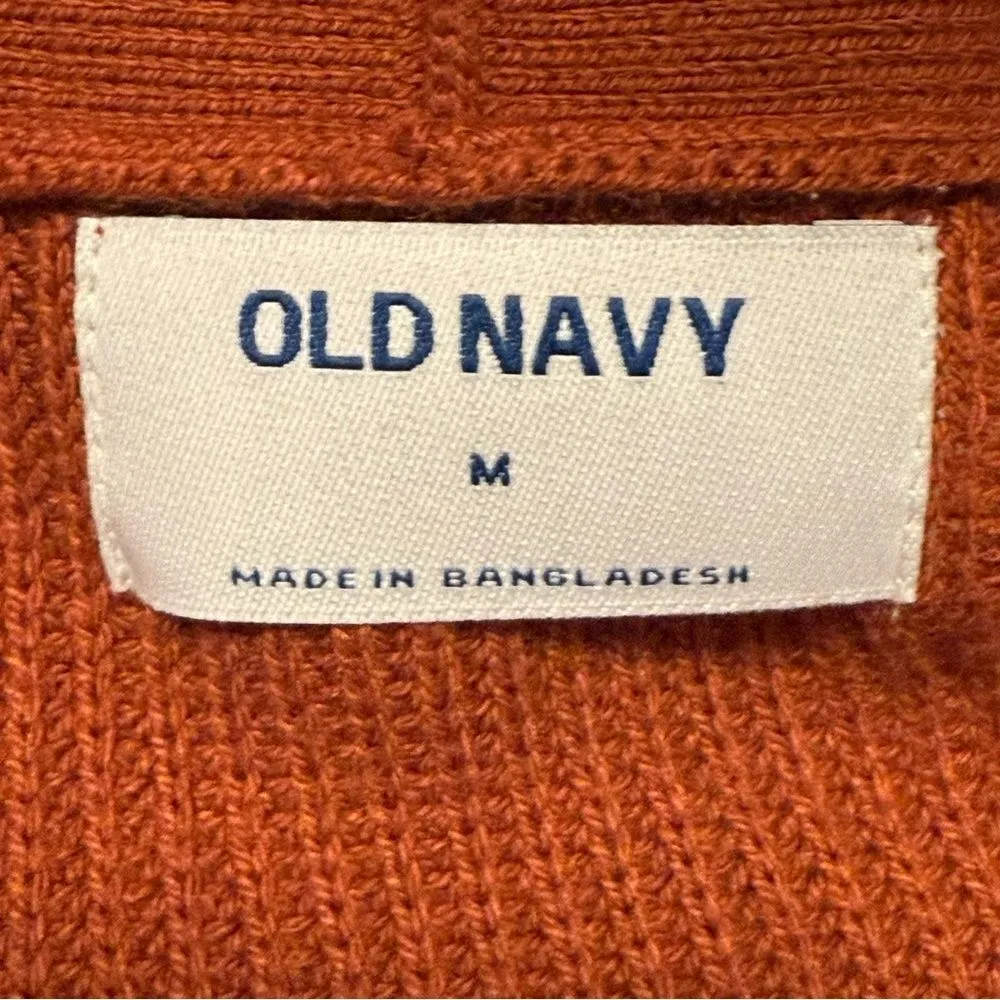 Old Navy Shaker Stitch Long Line Open Front Sweater Rust Orange Size Medium - Image 5
