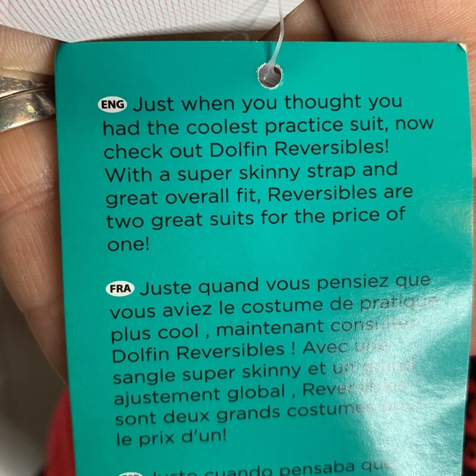 Dolfin Reversible Coral Turquoise Stryker Swim Suit New with Tag W-544 Sz M - Image 5