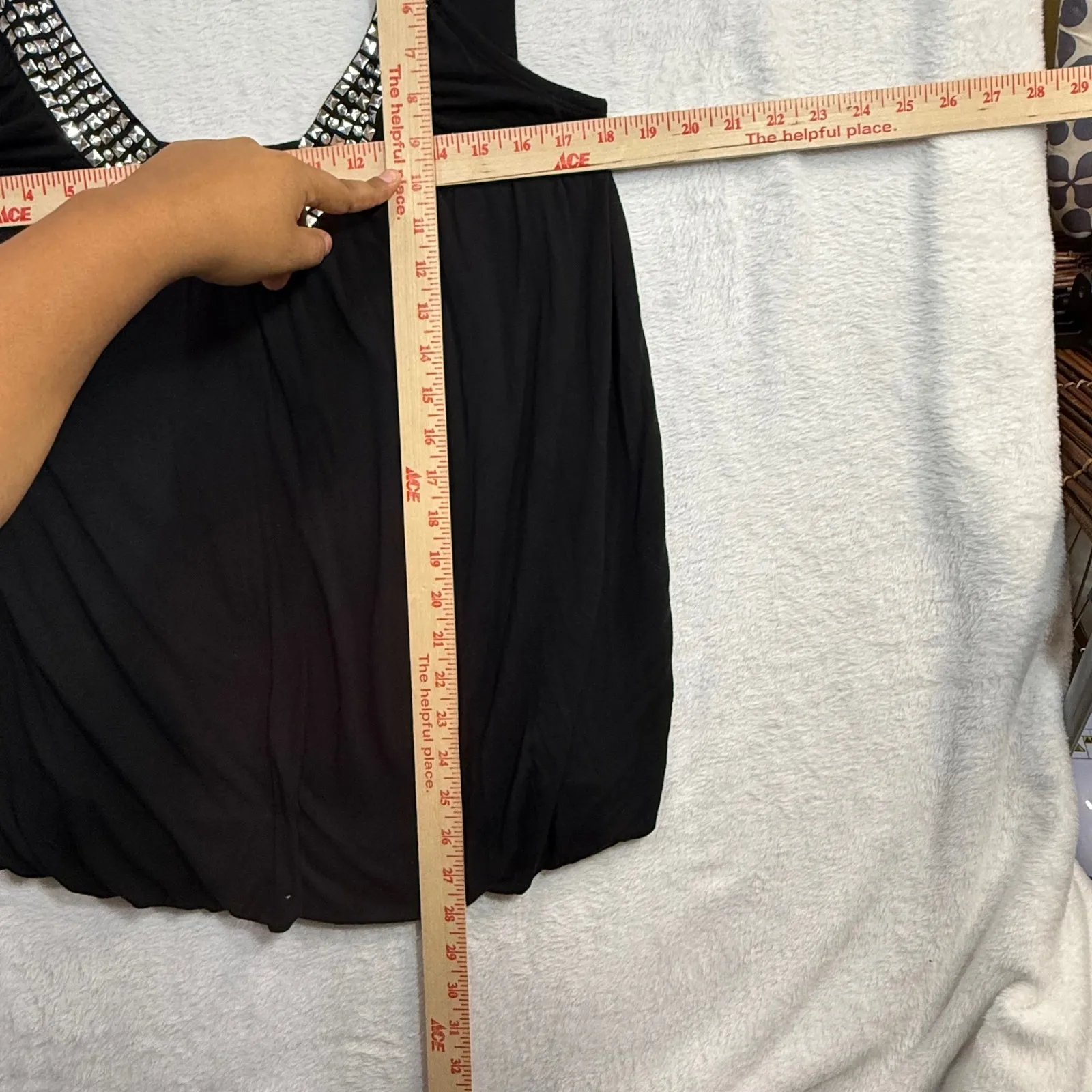 Marianne 1X Black Studded V Neck Top Goth Punk EGirl Cyber Y2K Retro‎ Alt Rave - Image 7