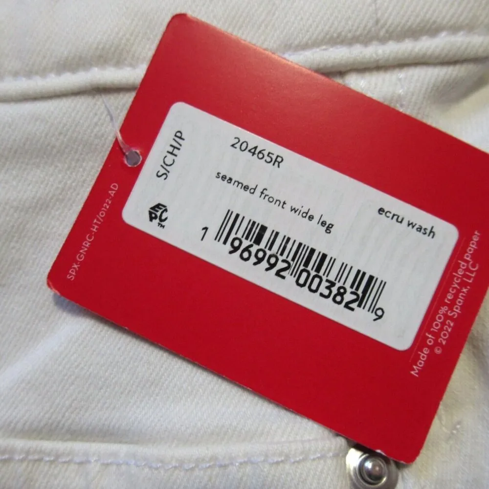 NWT SPANX 20465R Seamed Front Wide Leg in Ecru Wash Pull-on Jeans S x 32 - Image 3