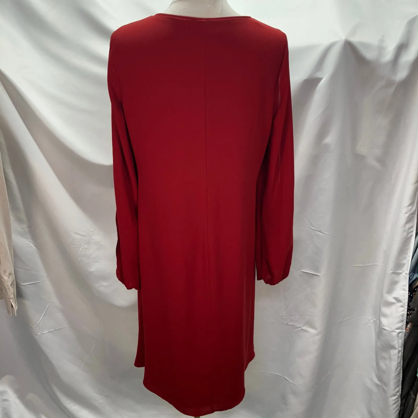 White House Black‎ Market Red Dress Womens 4 Flowy Open Sleeves Cocktail Wedding - Image 9