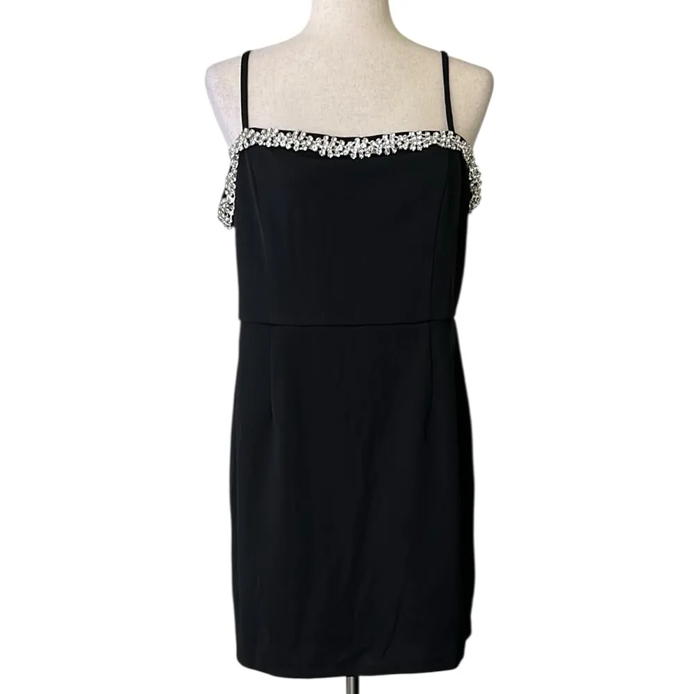 Francesca’s Connie Rhinestone Embellished Mini Dress Black Size XL - Image 3