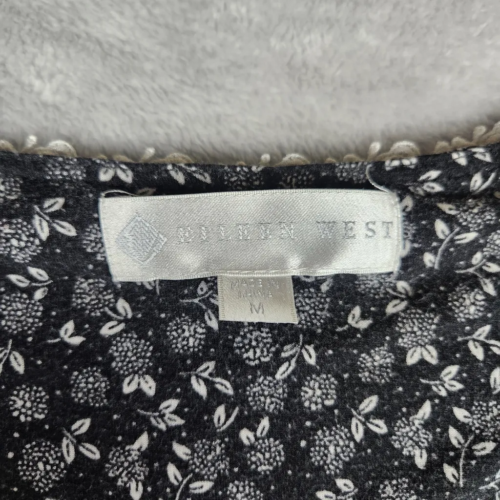 Eileen West Womens Nightgown Floral Size M Medium Black - Image 3