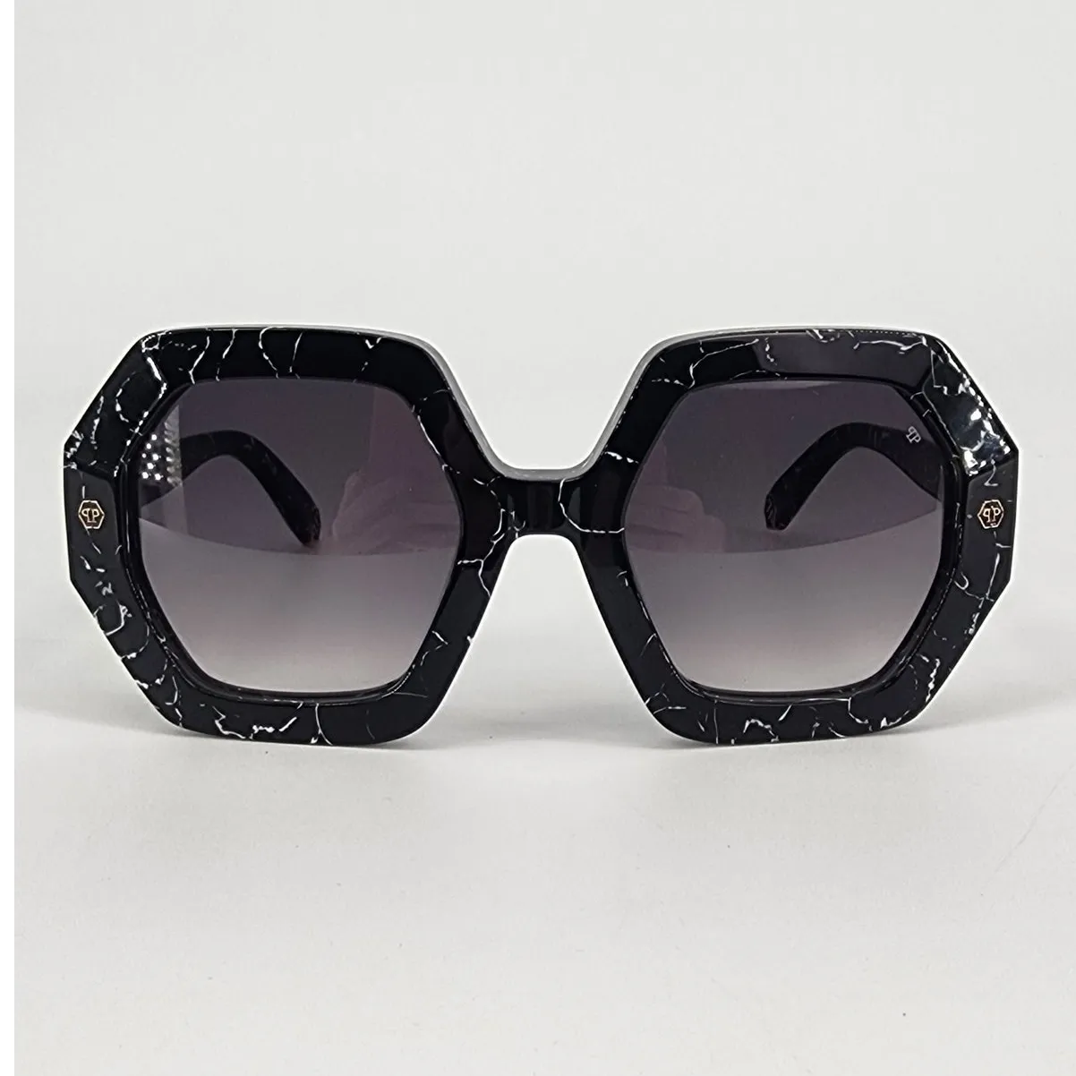 Philipp Plein Black Marble Oversized Hexagon Sunglasses | New in Box - Image 12