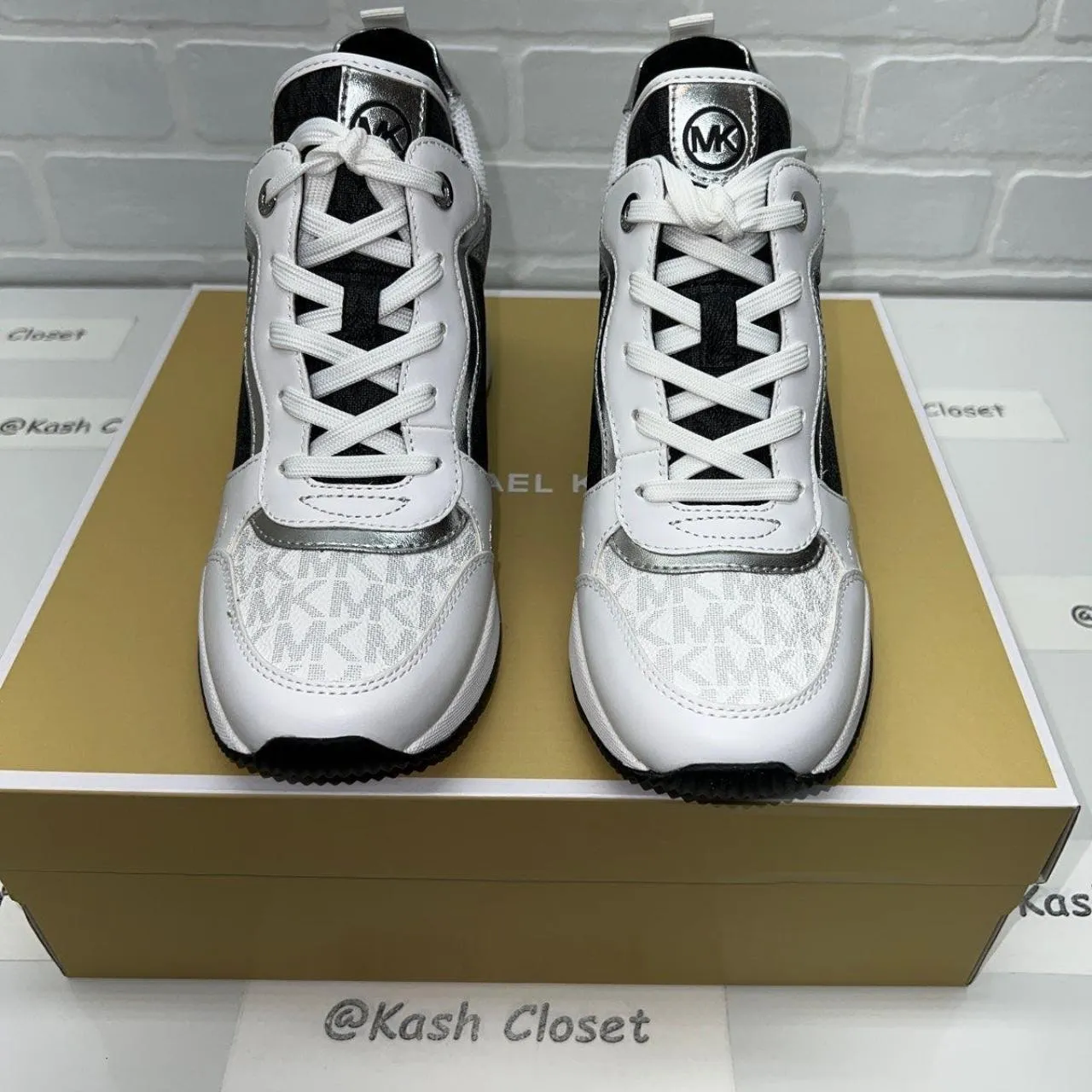 Michael Kors Black Multi Crista Trainer Tech Canvas MK Signature Shoes - Image 2