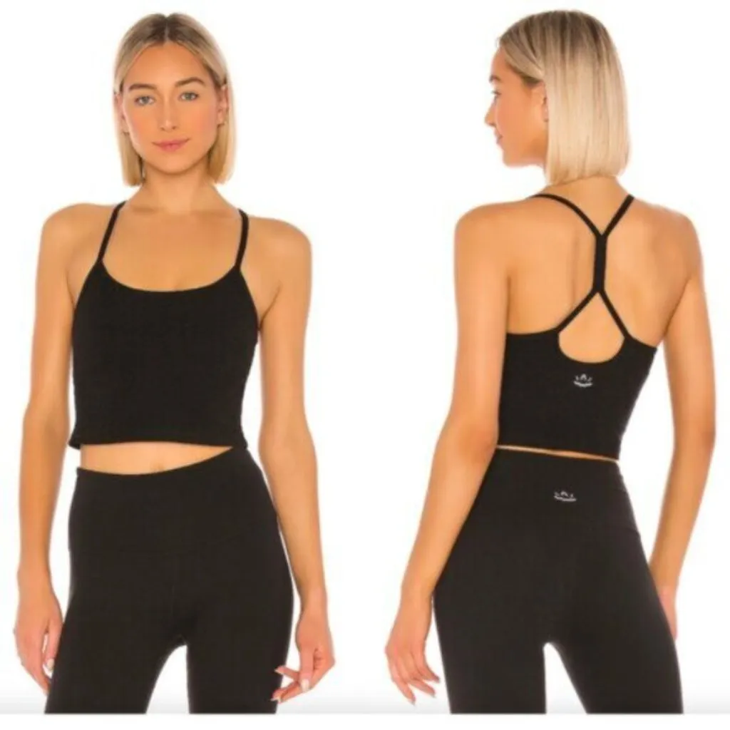 BEYOND YOGA Spacedye Slim Racerback Cropped Tank in Darkest Night Size Large - Image 8