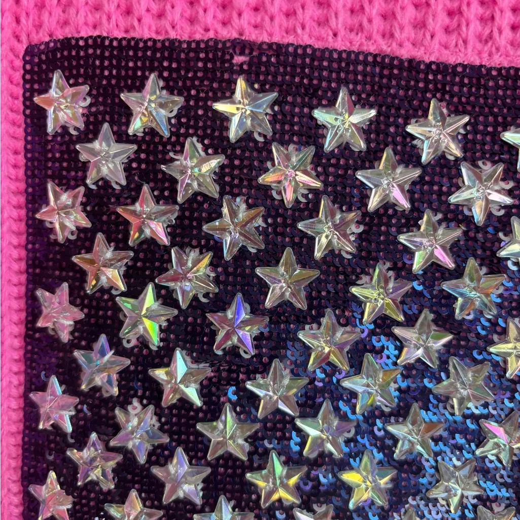 Queen of Sparkles American Flag Bubblegum Pink Sleeveless Sweater Skirt SET 🇺🇸 L Size L - Image 5