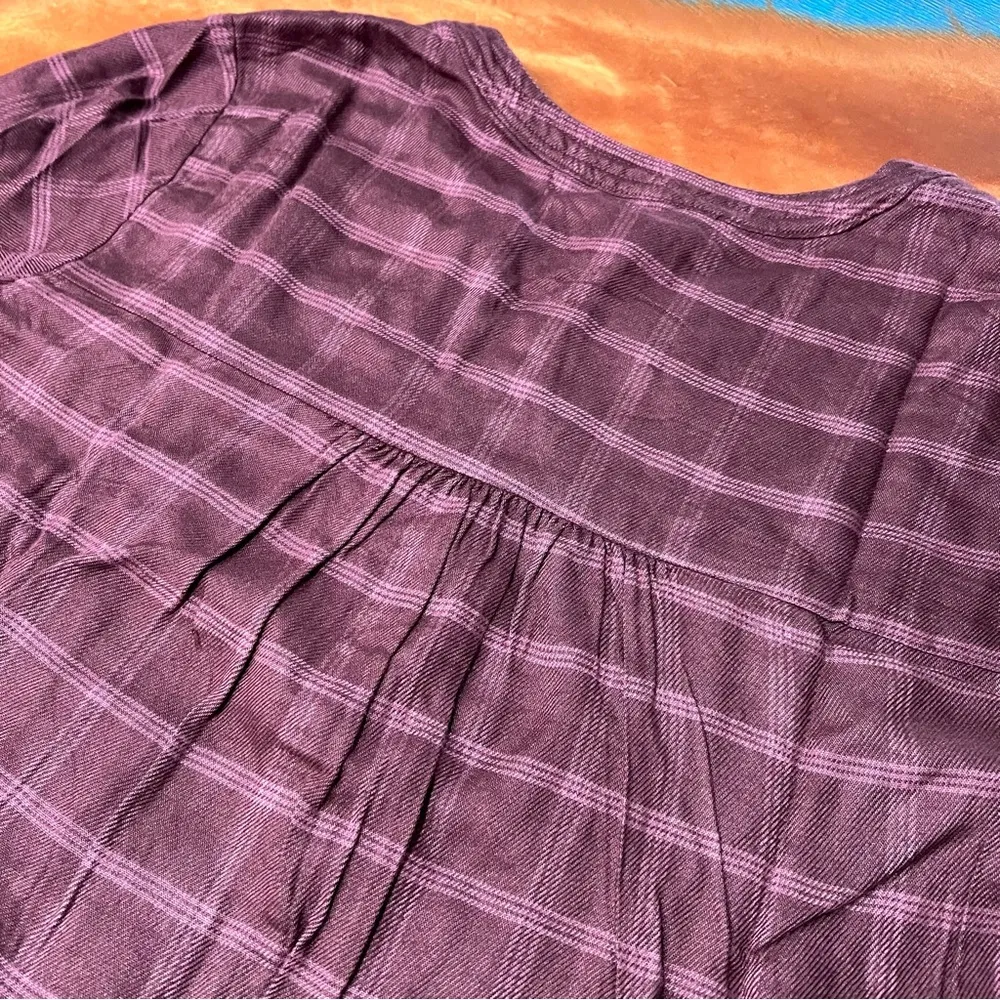 NWT Wrangler Brown Plaid Blouse size Medium western boho peasant top - Image 8