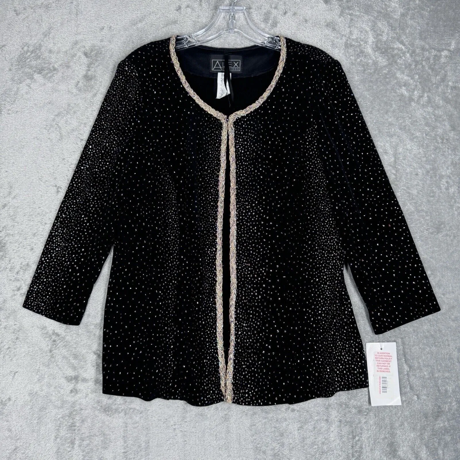 Alex Evenings Shirt Womens Large Black Beaded‎ Top Date Night Going Out Formal - Image 2