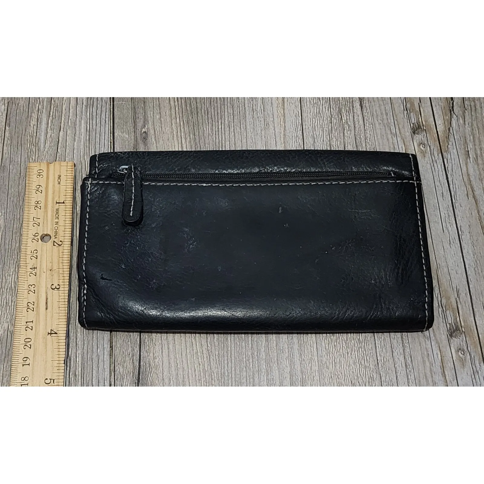 Fossil‎ Black Leather Wallet Clutch Zip Around Continental Style - Image 3
