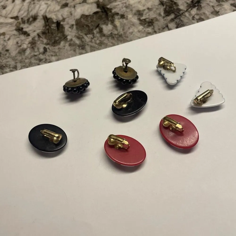 Lot of 4 Vintage /Modern Costume Earrings Clip On Screw On MIX - Image 4