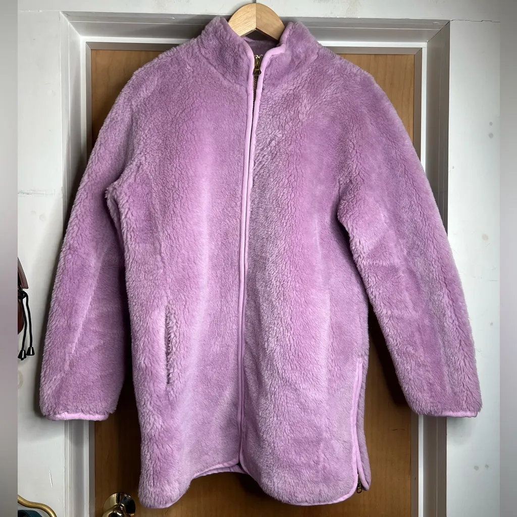 J.Crew Women’s Pink Zip Up Faux Teddy Plush Jacket - Side Zippers. Size: Small - Image 3