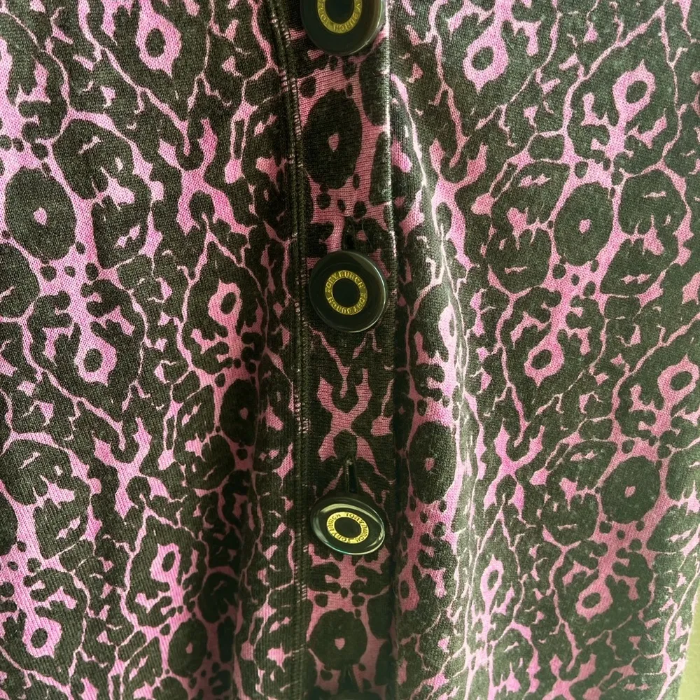 Tory Burch pink and brown printed cardigan - 100% merino wool - Image 4