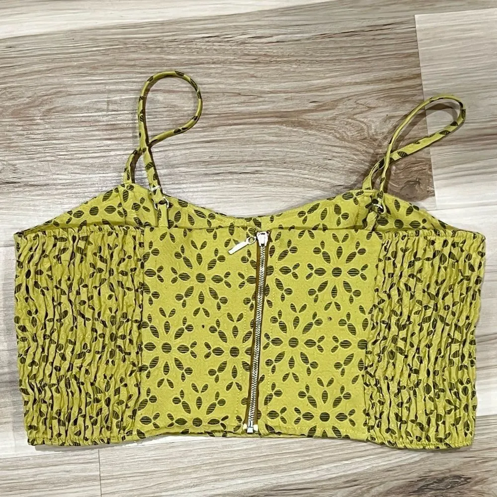Guararapes Yellow Corset Crop Top Women’s Large Yellow - Image 2