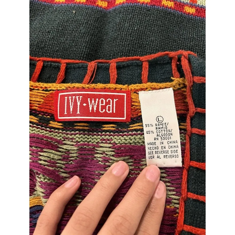 Ivy Wear Christmas Holiday Sweater Button Vest Size Large Cabinecore Art To Wear - Image 6