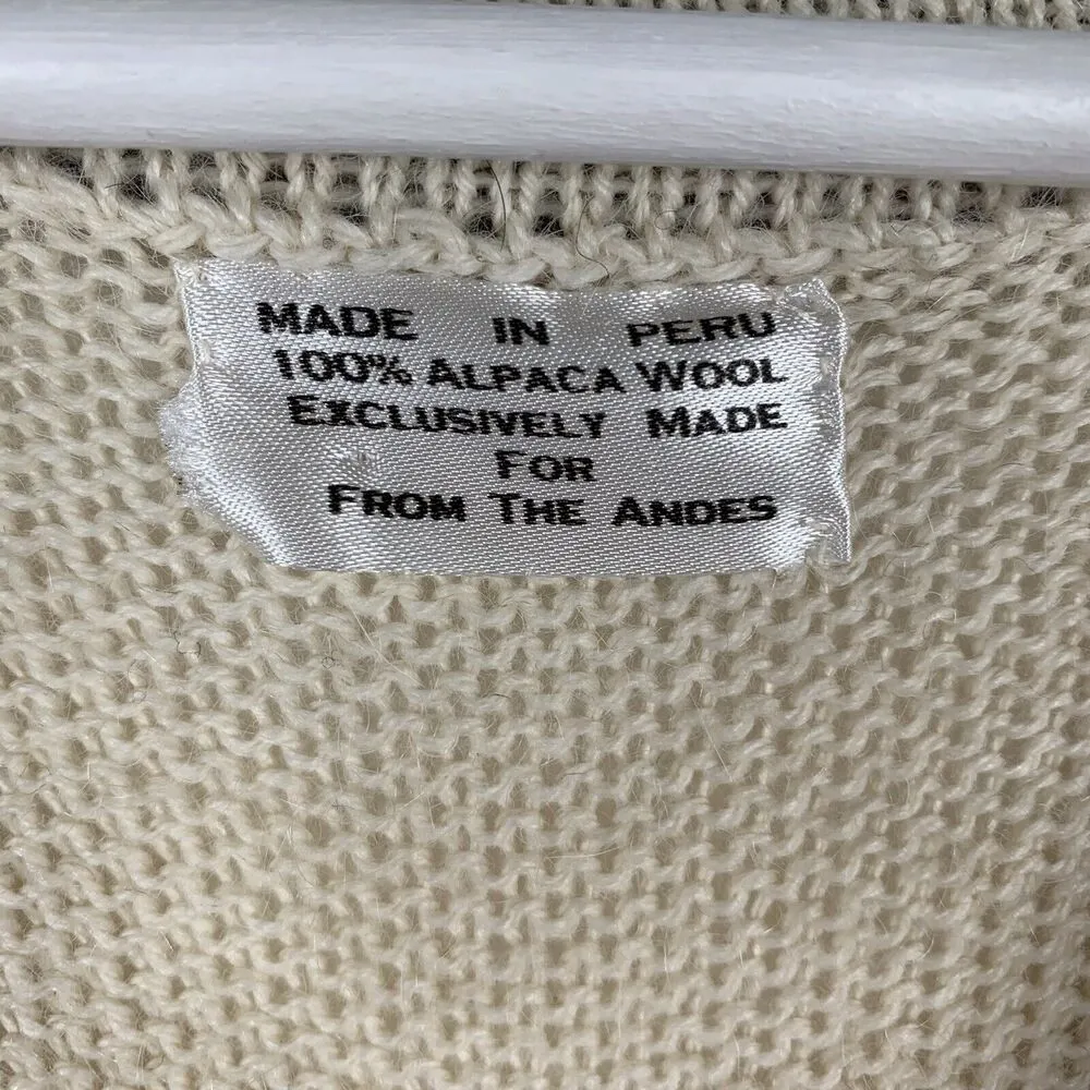 Peruvian One Size Alpaca Wool Cardigan Sweater Collection Button Front Women’s Tan Size L - Image 2